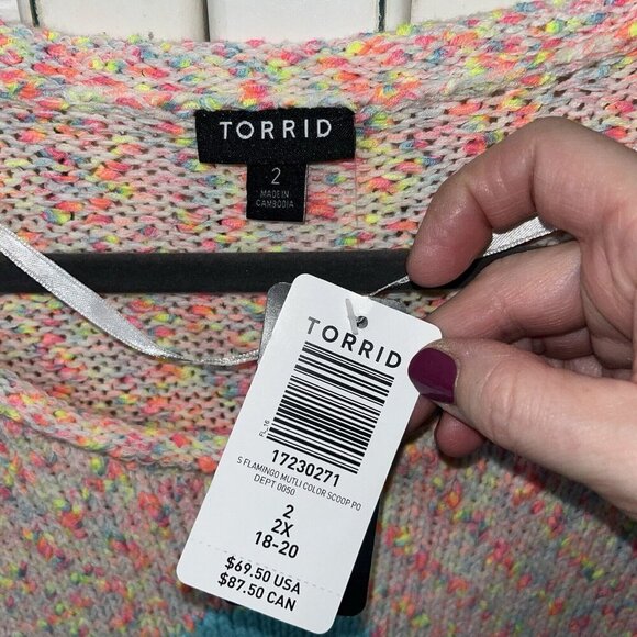 Torrid NWT Marled Flamingo Cotton Pullover Crewneck Sweater Size 2 / 2X/ 18-20 - Picture 5 of 6